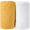 Image de Babycalin Lot De 2 Draps Housse 60x120x15cm Moutarde/blanc