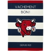 Image de Torchon Imprimé En Coton, Vache Qui Rit À Rayures - 50 X 75 Cm