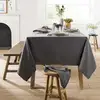 Image de Nappe Rectangulaire Unie En Coton, Traitée Teflon, Cambrai - 180 X 300 Cm - Anthracite