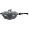 Image de Sauteuse Ø 28 cm Façon pierre + couvercle en verre - PRADEL EXCELLENCE - PREMIUM - Compatible tous feux. Manche amovible.