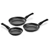 Image de Lot 3 Poêles Premium 20 / 24 / 28 Cm Fonte D'aluminium Manche Amovible - Pradel