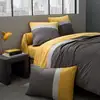 Image de Housse De Couette Bicolore Unie En Coton, Meli Melo - 200 X 200 Cm - Gris Zinc Et Curry