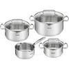 Image de Duetto+ Batterie De Cuisine 7 Pieces, Faitouts + Couvercle Verre, Casserole, Induction, Inox, Poignées Rivetées G719s734