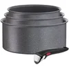 Image de Batterie de cuisine 3 pièces Empilable Acier Inoxydable Revêtement Anti-adhésif Tous Feux Dont Induction Poignée Amovible Ingenio Natural Force TEFAL