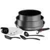 Image de Batterie de cuisine 8 Pièces Empilables Aluminium Revêtement Anti-adhésif Tous Feux Dont Induction Poignée Amovible Ingenio Daily Chef TEFAL