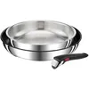 Image de Batterie de cuisine 3 Pièces 24/28cm Acier Inoxydable Revêtement Anti-adhésif Tous Feux Dont Induction Poignée Amovible Ingenio Preference TEFAL