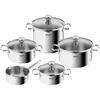 Image de Tefal Duetto On Batterie de cuisine 9 pièces Casserole 16 cm Faitouts 18/20/24 cm + couvercles Pasta Pot 22 cm + couvercle