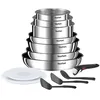 Image de Tefal Ingenio Emotion Batterie de cuisine 13 pièces Acier inoxydable Empilable Garantie 5 ans Revêtement antiadhésif L897DS04