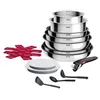 Image de Batterie de cuisine Tefal Ingenio Cook Eat set Inox 15p Casseroles poeles et ustensiles L881SF04