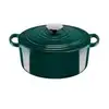 Image de Cocotte ronde fonte émaillée 24 cm vert forêt avec couvercle de condensation 7873620