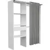Image de Kit Dressing Artic Avec Rideau - Décor Blanc - 1 Colonne + 2 Penderies + 1 Tiroir - L 143,5 X P 48 X H 181,9 Cm -