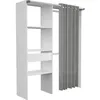Image de Dressing ARTIC - L1435 x P48 x H1819 cm - Blanc + rideau gris - Made in France