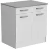 Image de Meuble Bas 2 Portes + 2 Tiroirs + Plan - Blanc - L 80 X P 60 X H 86 Cm