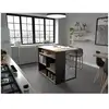 Image de Îlot central brunch - décor chene et noir - 5 espaces de rangement - modulable - l 109,4cm EKI3170720618469