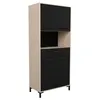 Image de Buffet de cuisine FACTORY - Décor chêne et noir - 2 portes + 1 tiroir - Modulable - L 80 x P 433 x H 185 cm