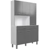 Image de Oslo Buffet De 120 Cm - 1 Tiroir Et 6 Portes - L 120 X P 40 X H 185 Cm - Coloris Gris Brillant -
