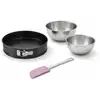 Image de Lot Comprenant 1 Moule À Manqué 28 Cm, 1 Spatule Zenker Et 2 Bols À Mixer En Inox Fackelmann