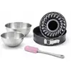 Image de Lot Comprenant 1 Moule À Manqué Et À Savarin 24 Cm, 1 Spatule Zenker Et 2 Bols À Mixer En Inox Fackelmann