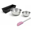 Image de Ensemble Avec 1 Moule À Cake 25,5cm, 1 Spatule Zenker Et 2 Bols À Mixer En Inox Fackelmann
