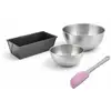Image de Lot Avec 1 Moule À Cake De 20 À 35 Cm, 1 Spatule Zenker Et 2 Bols À Mixer En Inox Fackelmann