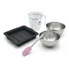 Image de Set Pâtisserie Avec Moule En Forme De Tablette De Chocolat, 2 Bols À Mixer, Verre Mesureur Et Spatule Zenker