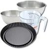 Image de Set Pâtisserie Avec Moule À Tarte Renversée 28 Cm, 2 Bols À Mixer, Verre Mesureur Et Spatule Zenker