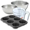 Image de Set Pâtisserie Avec Moule À Muffins 6 Empreintes 28 Cm, 2 Bols À Mixer, Verre Mesureur Et Spatule Zenker
