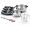 Image de Set Pâtisserie Avec Moule 6 Donuts 36 X 26 Cm En Silicone, 2 Bols À Mixer, Verre Mesureur Et Spatule Zenker