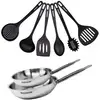 Image de Set De 2 Poêles 24 Et 28 Cm En Inox Et 6 Ustensiles Fackelmann Eterna