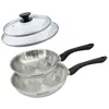 Image de Set 2 poêles 20 et 24 cm en inox et couvercles verres Fackelmann Geneva