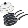 Image de Set De 3 Poêles 24, 28 Et 32 Cm Céramique Sans Pfas Et 3 Couvercles En Verre Elo Prima Cucina