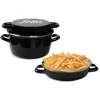 Image de Friteuse Émail 26 Cm Noire Avec Panier Et Couvercle Verre