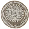 Image de Tapis rond aspect jute motifs en relief blanc diamètre 90