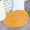Image de Tapis en coton réversible effet cordage jaune orangé diam.120