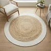 Image de Tapis - THE DECO FACTORY - FUNNY JUTE ROND BANDE - Jute/Coton - Ø120 cm - Bande blanche