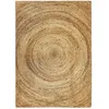Image de Tapis en jute tressé main motif rond naturel 120x170 - style bohème