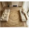 Image de Tapis en jute tressé main motif rond naturel 120x170 - style bohème