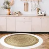 Image de Tapis - THE DECO FACTORY - FUNNY JUTE ROND BANDE - Jute/Coton 50/50 - Diam.160 cm - Bande blanche
