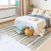 Image de Tapis en coton bande ethno blanc-sable 160x230