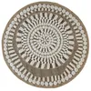 Image de Tapis rond aspect jute motifs en relief blanc diamètre 70
