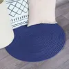 Image de Tapis en coton réversible effet cordage bleu corse diam.70