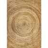 Image de Tapis en jute tressé main motif rond naturel 80x150 - style bohème