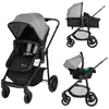 Image de BEBECONFORT HAZE Poussette 3 en 1 Assise transformable en nacelle + siège auto i-Size + habillage pluie 0-22kg Tinted Gray