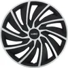 Image de Lot de 4 enjoliveurs Bi-couleur gris & noir 14 pouces - WRC - TURBO - Look racing - Fixation simple et rapide par clips