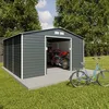 Image de Abri de jardin métal gris 1227 m2 + kit dancrage