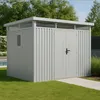 Image de Abri de jardin métal Aluminium Blanc 7.45m² toit plat + kit dancrage