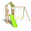 Image de TRIGANO Aire de jeux en bois EASY XPERIENCE - 2 balancoires 1 toboggan - 6 enfants