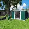 Image de Abri de jardin métal vert 11 m2 Yardmaster + kit dancrage