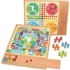 Image de JEUJURA Jeux de loie et petits chevaux - Plateau avec plumier en bois