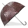 Image de Isotoner Parapluie canne cloche transparente résistance au vent pvc/léopard beige femme